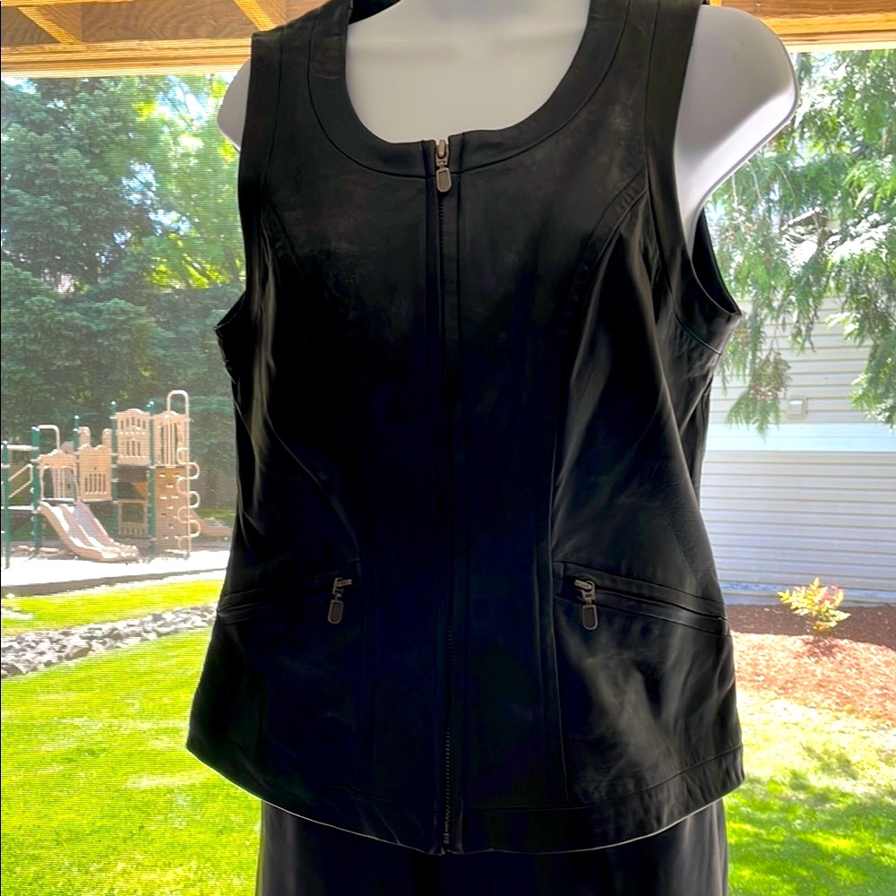 ❤️ Women’s 90’s Y2K LEATHER OUTFIT EUC CLASSIQUES ENTIER Sz S Vest Sz 4 Pants